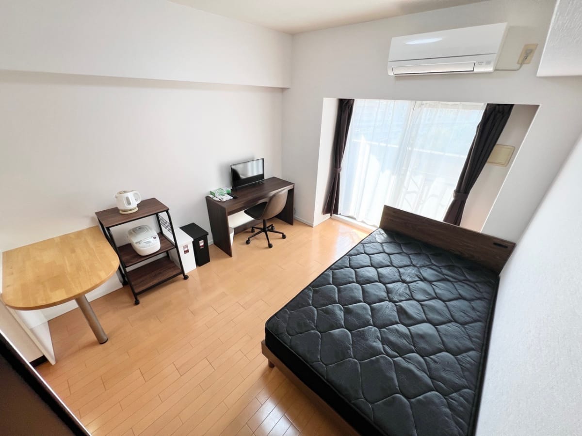 ★SステイAS神戸ハーバーサイド【禁煙ルーム・１R・Wi-Fi無料・セミダブルベッド】★独立洗面台・浴室乾燥機・温水洗浄便座・ガス2口キッチンなど設備充実★